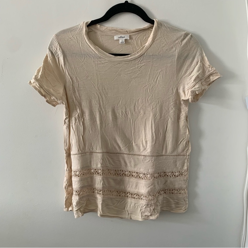 WILFRED CREAM EYELET CROCHET TSHIRT